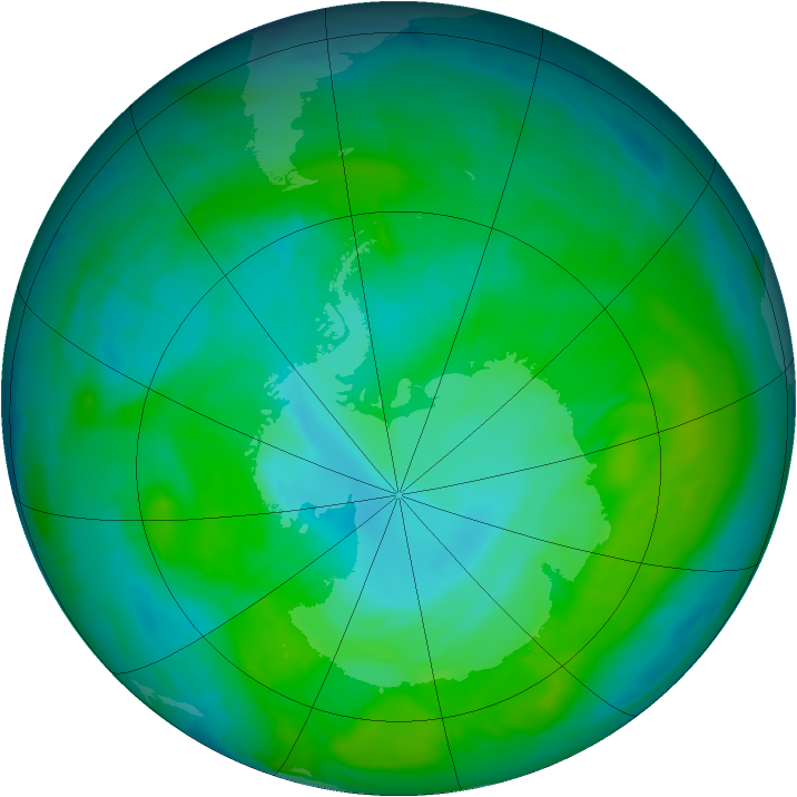 Antarctic ozone map for 26 December 2014